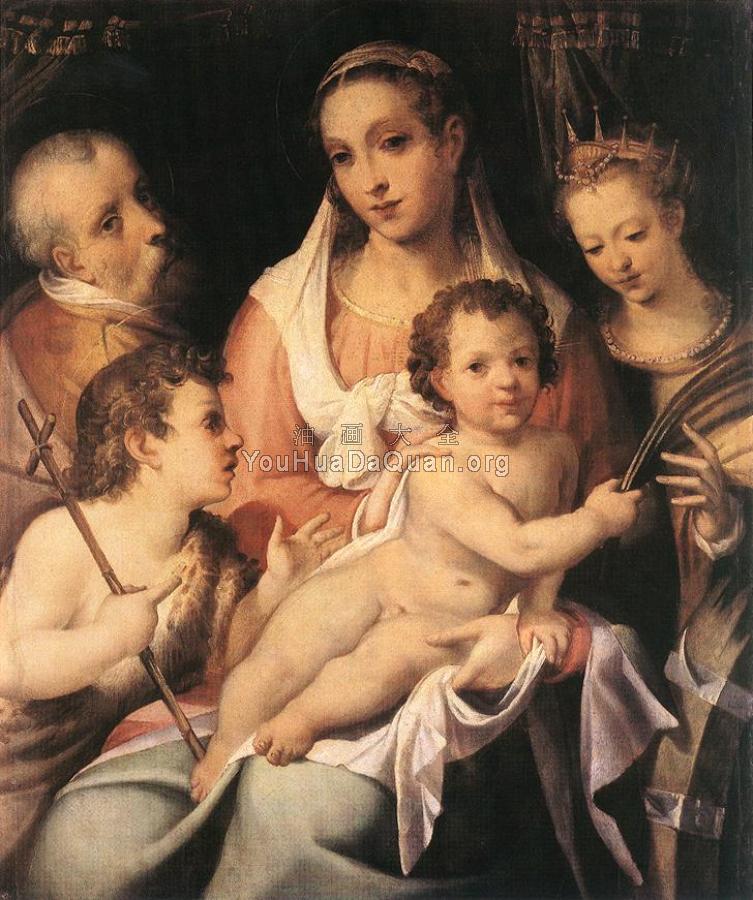 Holy Family with the Infant St John the Baptist and St Cathe - 巴尔托洛梅奥·帕赛罗蒂